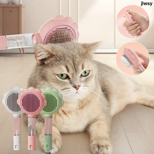 2 In 1 Self Cleaning Dog Brush Comb With Spray Pets Grooming Hair Remover Combs Brush Floating Hair Pet Grooming Brush