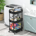 3Tier Rolling Cart Storage Trolley Kitchen Bathroom Laundry Organiser Rack Black - Under-Sink Organiser