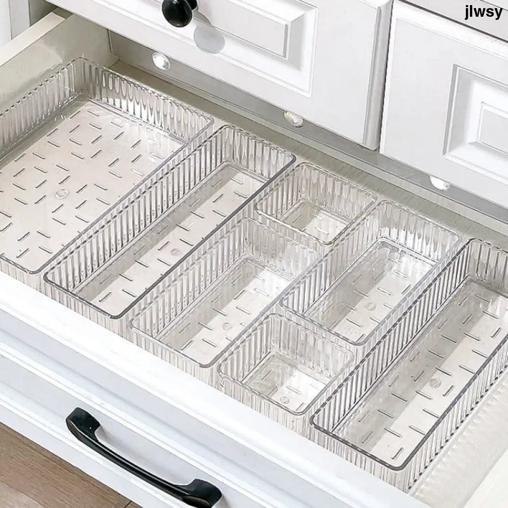 Acrylic Makeup Brush Organizer With Built-in Drawer Dividers - Drawer Organiser Set