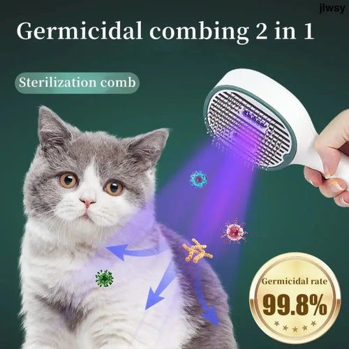Cat Comb Dog Hair Remover Brush UVC Sterilization Pet Grooming Slicker Needle Comb Removes Tangled Self Cleaning Pet