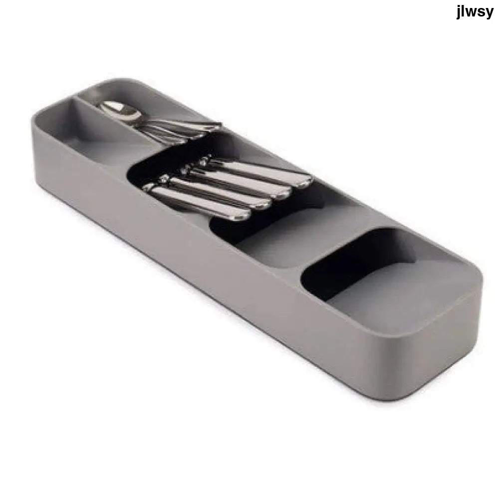 Drawer Organizer Cutlery Divider Shelf Storage Rack Kitchen - Grey - Drawer Organiser Set