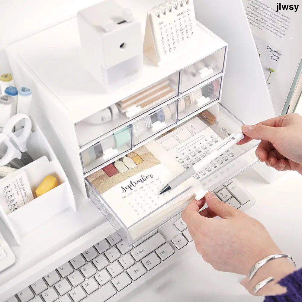 Drawer Type Cosmetic Storage Office Desk Stationery Organizer Box - Drawer Organiser Set