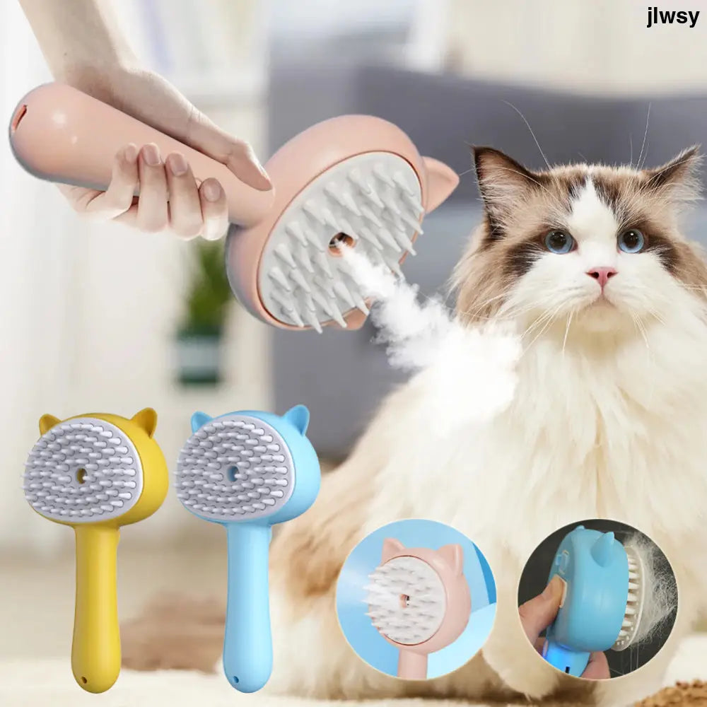 Hair Cleaning Brush With Mist Multifunctional Cat Grooming Brush Rechargeable Self Cleaning Slicker Brush For Pets Dogs