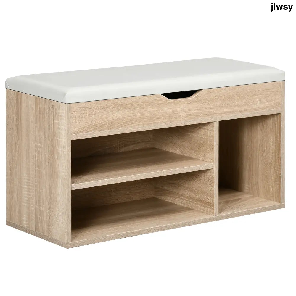 Shoes Cabinet Bench Hidden Storage Padded Seat Organiser Footwear Rack Hallway Oak Tone - Oak - Under-Sink Organiser
